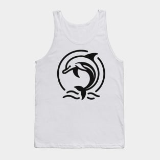 Stick Figure of a Dolphin in Black Ink Tank Top